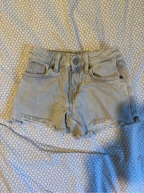 Zara Light Gray Distressed Denim Shorts